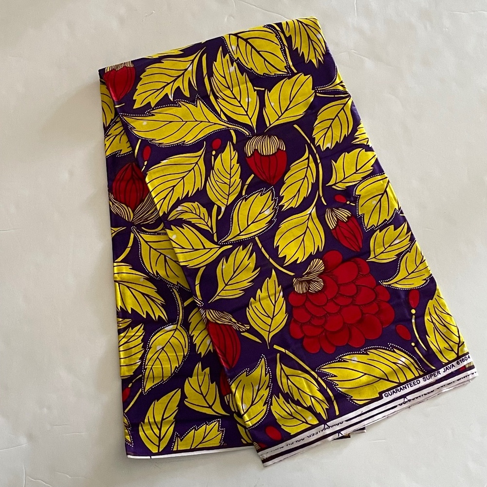 Multicolor Floral Print Yellow and Purple Colorful Cotton Fabric - 1 Yard